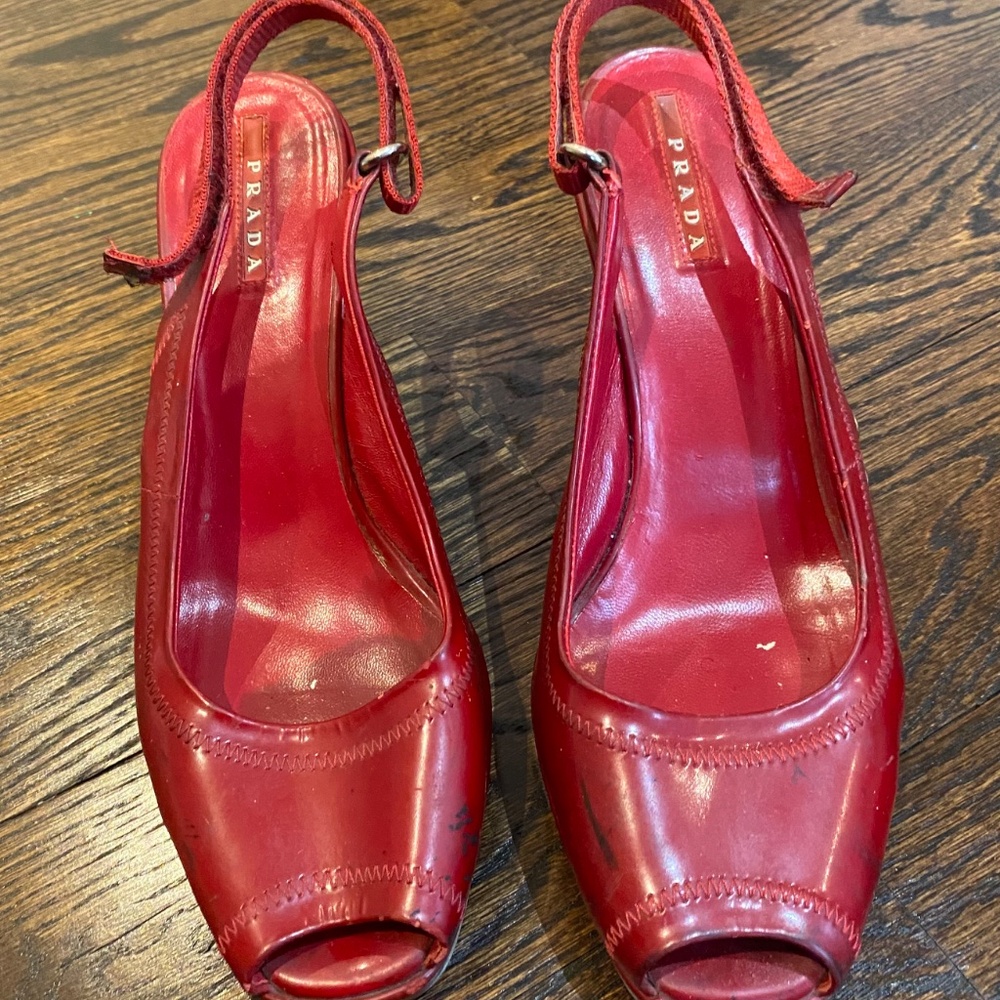 Red Prada Platform Sandals - Picture 7 of 9